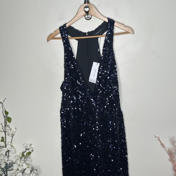 KAREN MILLEN Curve Sequined Wide Leg Jumpsuit Navy Blue Sz 18 NWT {172} - Picture 2 of 8